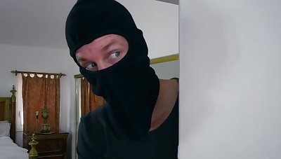 POV home sex at hand the busty wife with the addition of a masked robber